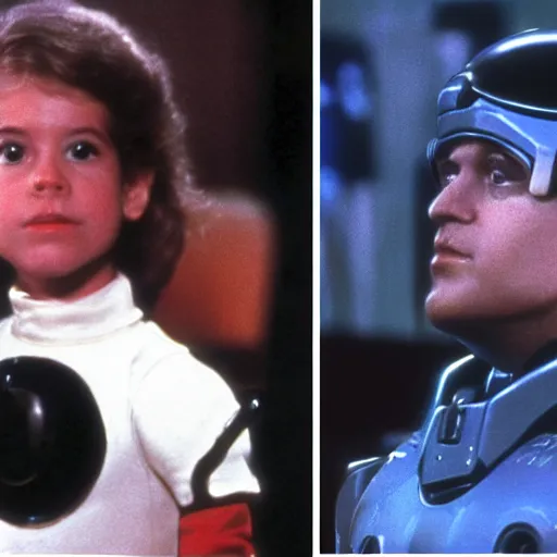 Image similar to joe biden robocop, 1 9 8 0 s children's show, detailed facial expressions