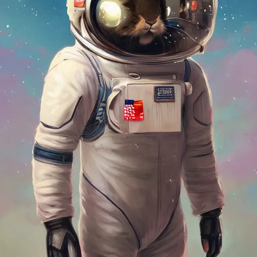 Image similar to bunny astronaut by rossdraws and greg rutkowski, detailed, midjourney