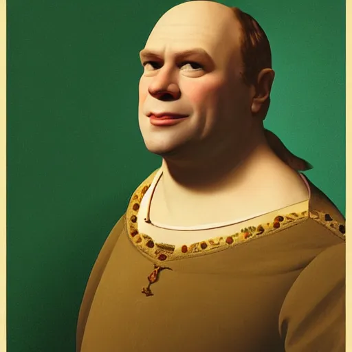 Image similar to The duke Shrek, Face portrait, crisp face, , facial features artwork by Georges de La Tour