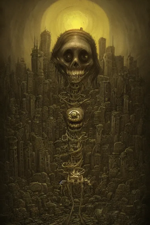 Prompt: a cosmic horror through a creepy city, by anton semenov and john kenn mortensen, digital art, very detailed, horror, dark, trending on artstation