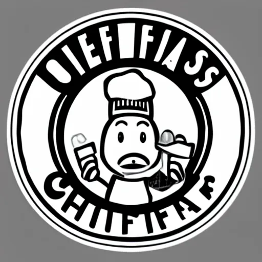 Image similar to chef platypus, logo style, black and white