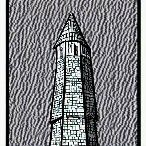 Prompt: isometric view of a wizard tower, lineart, sharp edges, colorized