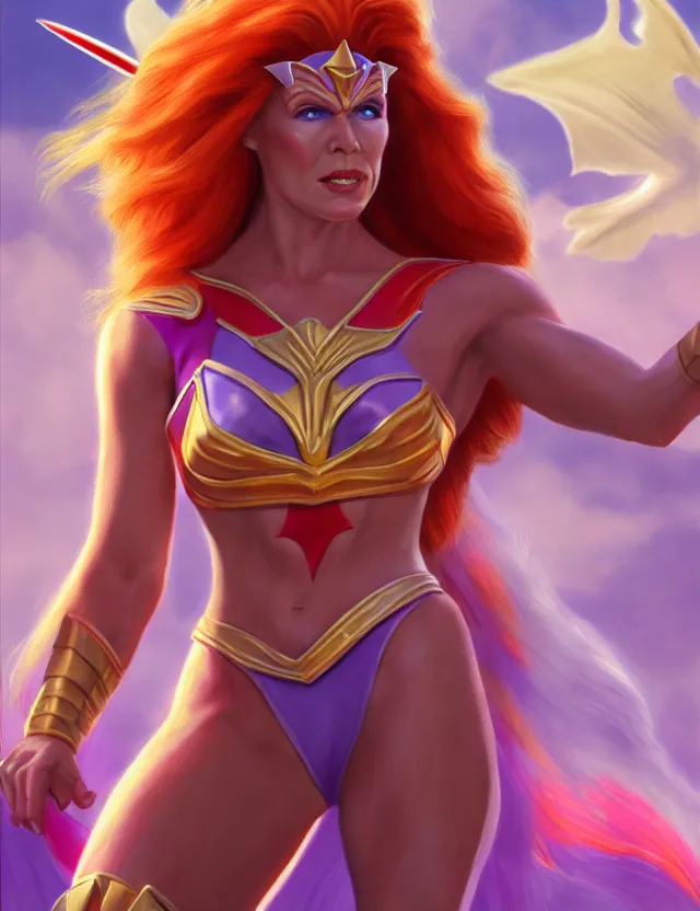 Image similar to ultra - realistic dream illustration, kay parker as she - ra, science fiction, fantasy, trending on artstation, digital art, 4 k resolution, detail, high quality, clear focus, clear, insane detail, concept art