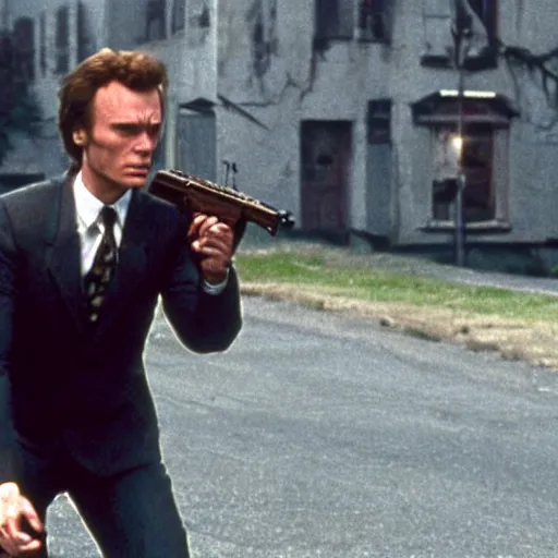 Image similar to Live Action Still of Jerma985 in Dirty Harry, real life, hyperrealistic, ultra realistic, realistic, highly detailed, epic, HD quality, 8k resolution, body and headshot, film still