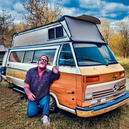 Image similar to Matt Foley living in a van down by the River, EOS 5D, ISO100, f/8, 1/125, 84mm, RAW Dual Pixel, Dolby Vision, HDR, TMZ, Featured