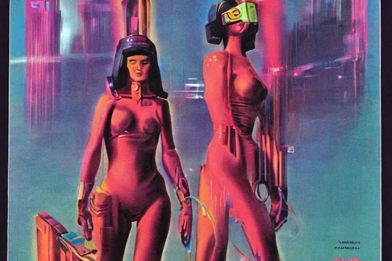 Image similar to 1979 OMNI Magazine Cover of a lady Druid. in cyberpunk style by Vincent Di Fate
