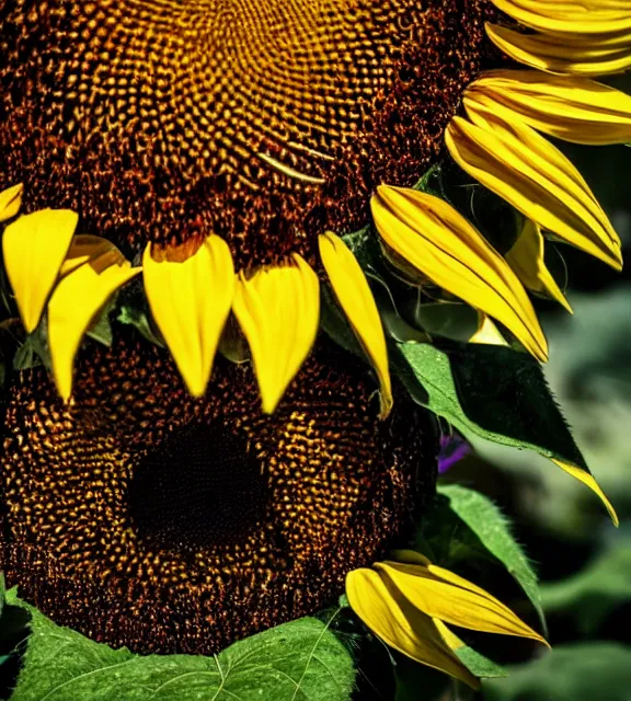 Image similar to a 4 k photorealistic photo close up of a sunflower.