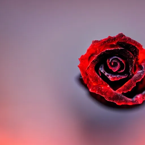 Prompt: award - winning macro of a beautiful black rose made of glowing molten magma, inner glow, hyper - realistic, trending on flickr