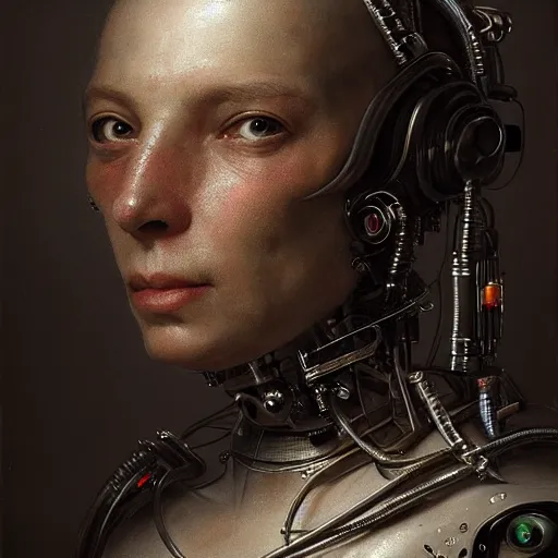 Image similar to ultra detailed, 4 k portrait of a cyborg by rachel ruysch