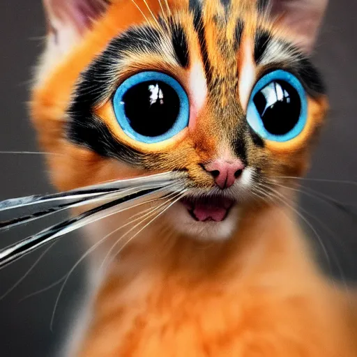 Image similar to A picture of a cute pet cat with pheasant feathers on the body, award winning, stunning, 8k