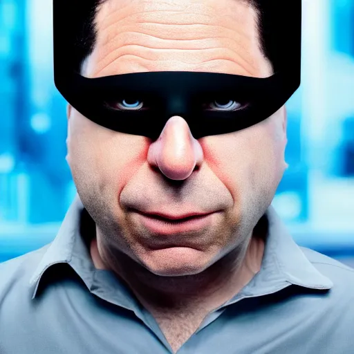 Image similar to kevin mitnick as a bank robber, radiant skin, perfect face, directed gaze, canon, vfx, symmetric balance, polarizing filter, photolab, 4 k, dolby vision, photography award