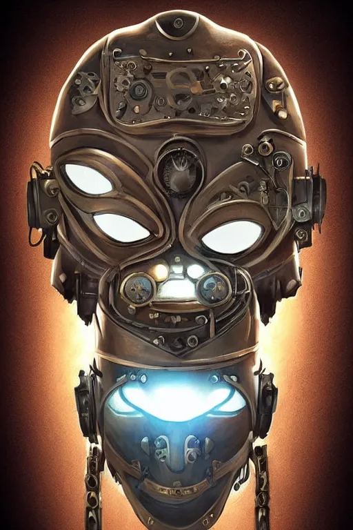 Image similar to steampunk helmet fantasy art mask robot ninja stylized digital illustration sharp focus, elegant intricate digital painting artstation concept art global illumination ray tracing advanced technology chaykin howard and campionpascale and cooke darwyn and davis jack