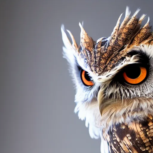 Prompt: a renaissance style portrait of an Eurasian scops owl (Otus scops) wearing a crown and a cape, dark background