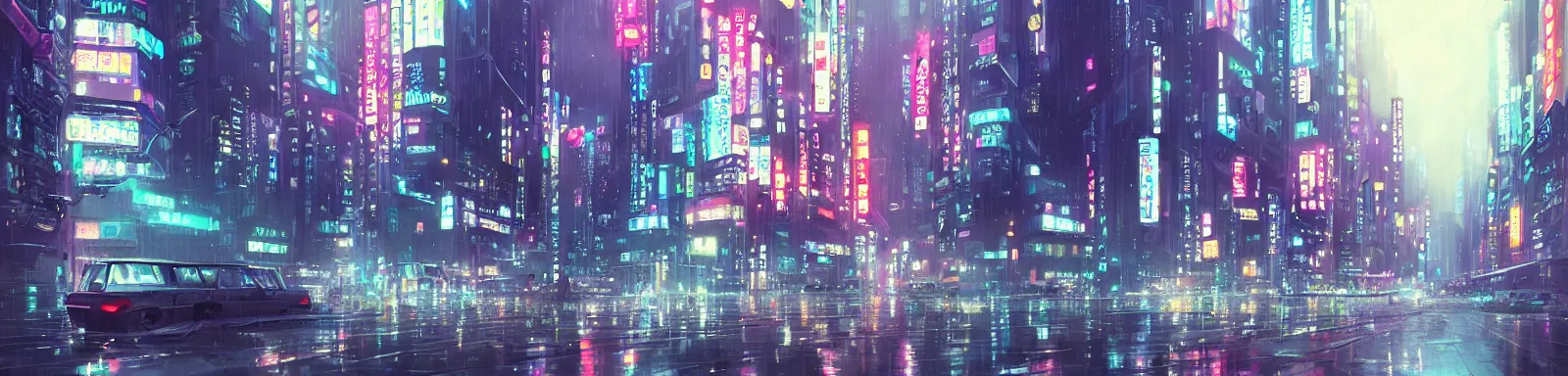 Image similar to neo - tokyo in the rain, by wlop, concept art, poster, high details