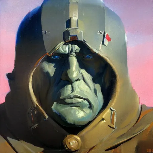 Image similar to greg manchess portrait painting of a soviet russian nuclear supersoldier, medium shot, asymmetrical, profile picture, organic painting, sunny day, matte painting, bold shapes, hard edges, street art, trending on artstation, by huang guangjian, gil elvgren, ruan jia, randy vargas, greg rutkowski