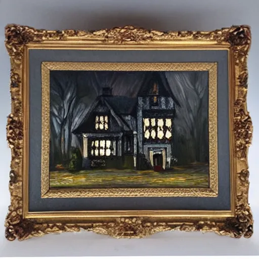 Image similar to gothic mansion oil painting