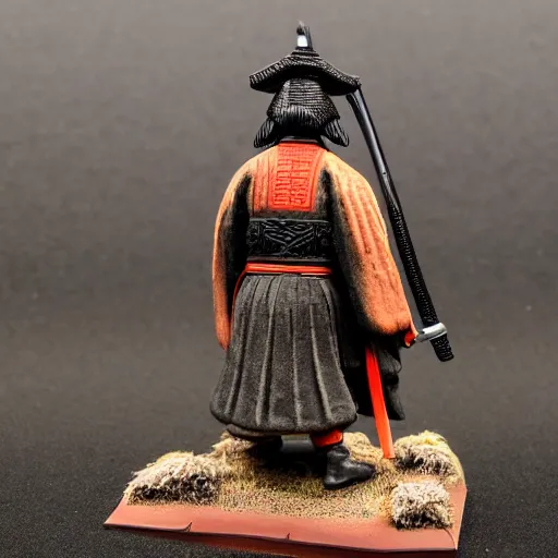 Image similar to Samurai master walking , back view , 20mm lens realistic photo illustration