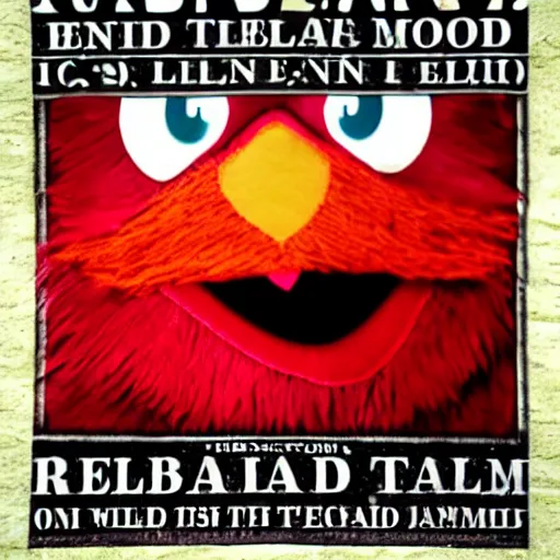 Image similar to wanted poster of Taliban Elmo