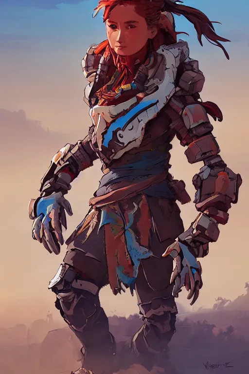 Image similar to combination suit armor aloy horizon forbidden west horizon zero dawn robot ninja mask helmet backpack tribal, fanart behance hd artstation by jesper ejsing, by rhads, makoto shinkai and lois van baarle, ilya kuvshinov, ossdraws