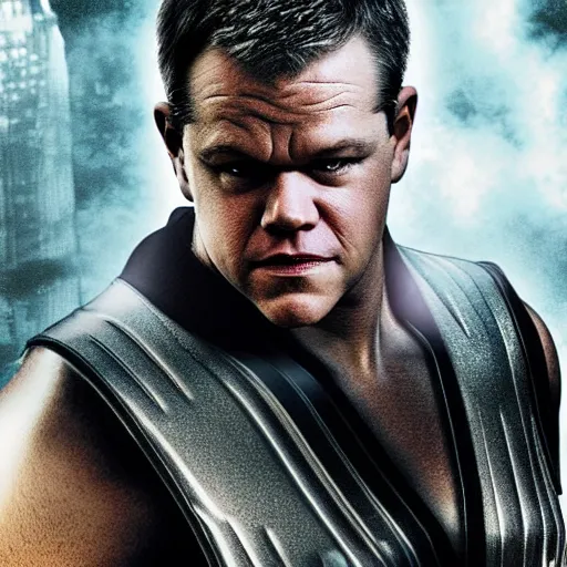 Image similar to matt damon as demon, high detail