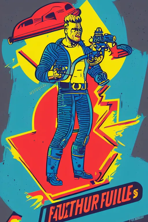 Image similar to fallout 7 6 retro futurist illustration art by butcher billy, sticker, colorful, illustration, highly detailed, simple, smooth and clean vector curves, no jagged lines, vector art, smooth andy warhol style