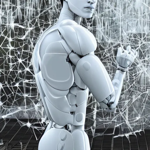 Image similar to made of ice, a realistic detailed photo of a guy who is an attractive humanoid who is half robot and half humanoid, who is a male android, on display, blank stare, showing off his muscles, shiny skin, posing like a statue, by the pool, frozen ice statue, f 1 driver charles leclerc, humanoid robot