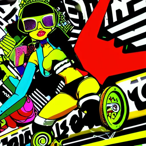 Prompt: jet set radio, noise tanks, digital artwork