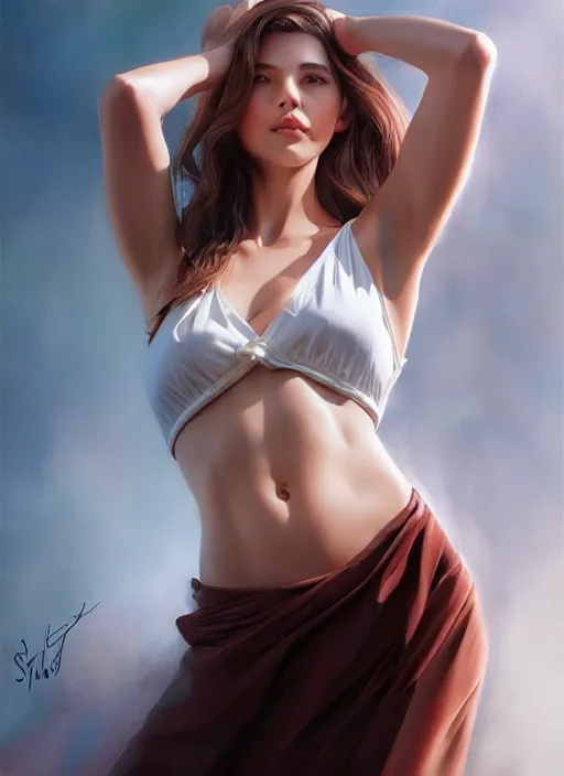 Prompt: photo of a gorgeous young woman in the style of stefan kostic, realistic, professionally retouched, half body shot, sharp focus, 8 k high definition, insanely detailed, intricate, elegant, art by stanley lau and artgerm