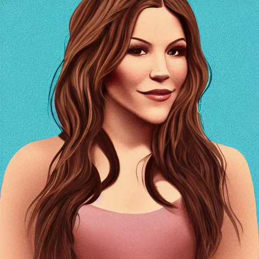 Prompt: an illustration of a katharine mcphee long hair, digital art