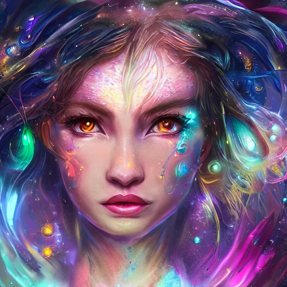 Image similar to highly detailed close up portrait of a celestial girl with a body made of cosmic energy, character art, studio lightning, bright colors, intricate, masterpiece, photorealistic, hiperrealistic, sharp focus, high contrast, Artstation HQ, DeviantArt trending, 4k UHD, Unreal Engine 5