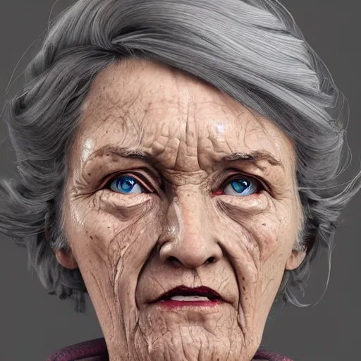 Image similar to artstation older woman, very detailed, , portrait, high contrast