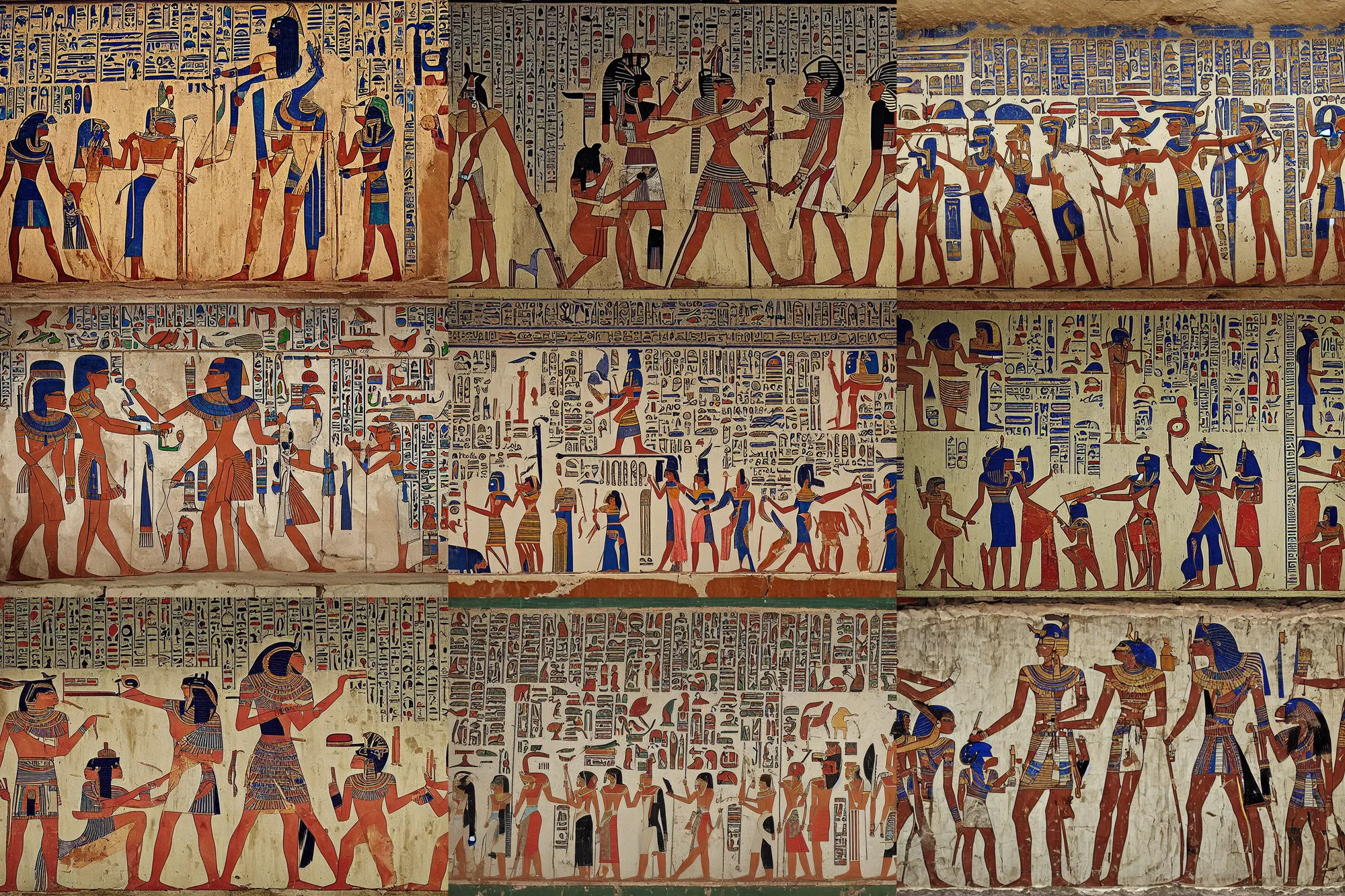 Image similar to an egyptian mural depicting a sacrifice