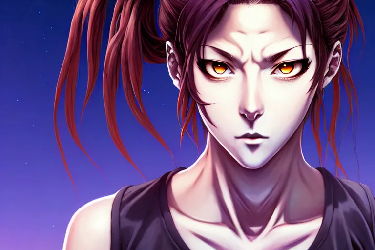 Image similar to a portrait of revy from black lagoon manga, symmetrical eyes, symmetrical face, art by lois van baarle and loish and ross tran and rossdraws and sam yang and samdoesarts and artgerm, digital art, highly detailed, intricate, sharp focus, trending on artstation hq, deviantart, unreal engine 5, 4 k uhd image