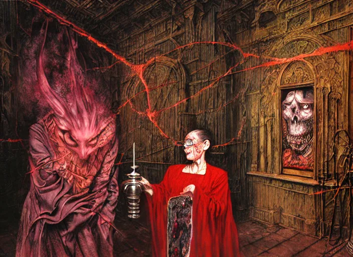 Prompt: realistic detailed photo rendered in octane 3d , of an old couple performing an esoteric pagan ritual in a huge haunted house, by Francis Bacon, by Ayami Kojima, Amano, Karol Bak, Greg Hildebrandt, and Mark Brooks , rich deep colors. Beksinski painting, art by Takato Yamamoto. masterpiece. rendered in blender, ultra realistic, smooth shading, ultra detailed, high resolution, cinematic, unreal 6