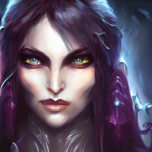 Prompt: Portrait of female rogue world of warcraft face, dark fantasy, intricate, elegant, highly detailed, digital painting, artstation, concept art, smooth, sharp focus, illustration, art by MasterHearthstone