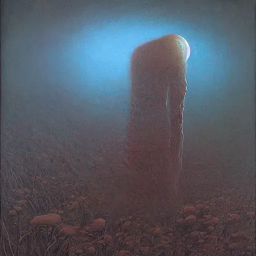 Image similar to a skinwalker oil painting in style of Zdislaw Beksinski