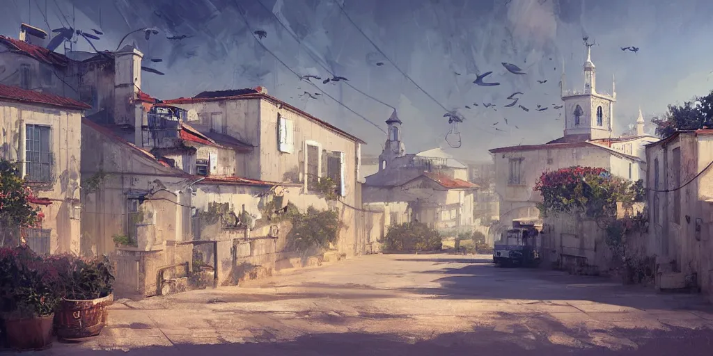 Image similar to lisbon, beautiful views, painterly concept art, joanna gaines, environmental concept art, farmhouse, magnolia, concept art illustration by ross tran, james gurney, by craig mullins, by greg rutkowski