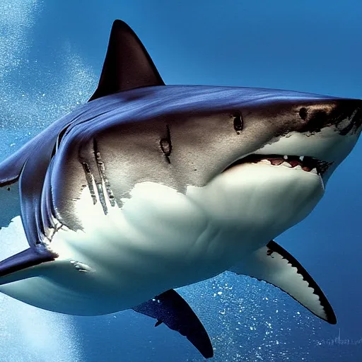 Image similar to large great white shark, cinematic, photograph, hyperdetailed, realistic, realism