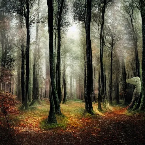 Image similar to a fabulous, magical forest in a otherworldly fantasy world, ultrarealistic, onimous, eerie, 8 k