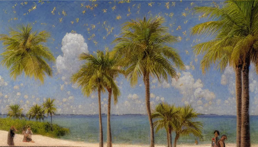 Image similar to a ultradetailed beautiful painting of the thunderstorm sky of the amazonas palace balustrade designed by jules bastien - lepage, tarsila do amaral, frank weston and gustave baumann, beach, trending on artstation, mediterranean, palm trees, sharp focus, colorful refracted sparkles and lines, soft light, 8 k 4 k