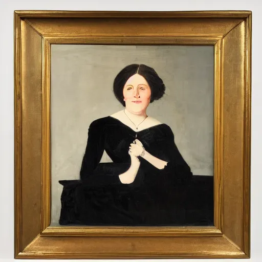 Image similar to portrait of a victorian lady in a black velvet dress, oil, large strokes of paint