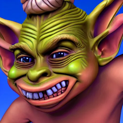 Prompt: hyperrealistic cartoon illustration of a goblin