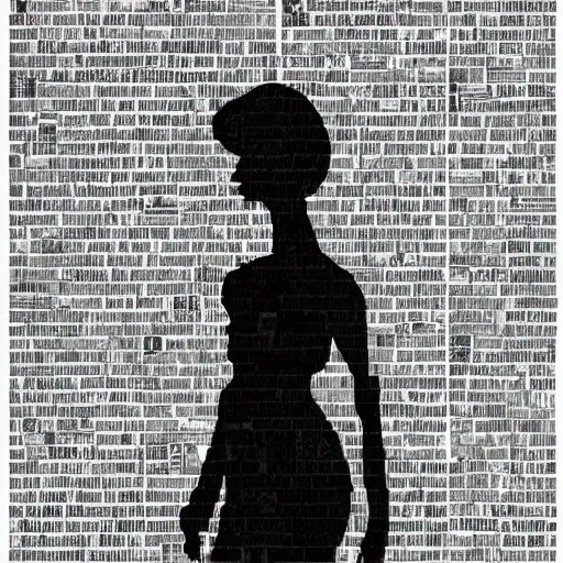 Prompt: the silhouette of a person made of newspapers clippings, digital art, amazing quality, very detailed, trending on artstation