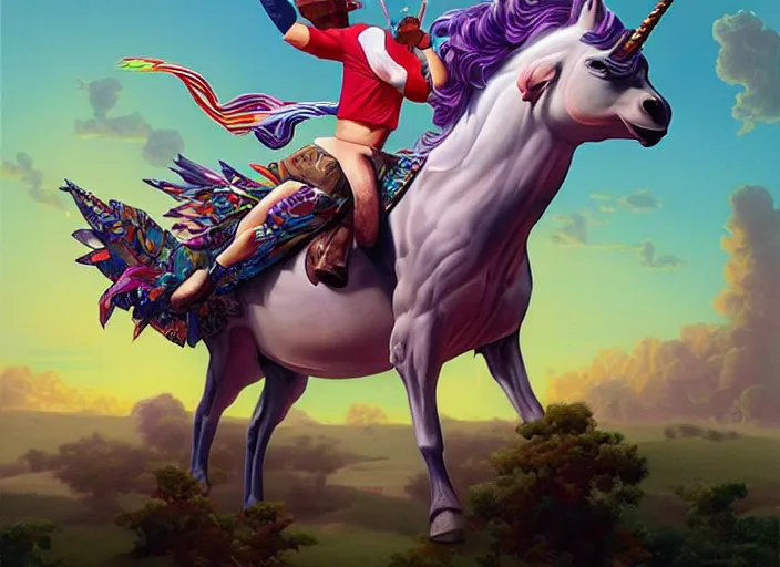 Prompt: portrait of obama riding an unicorn, pixar style, by tristan eaton stanley artgerm and tom bagshaw.