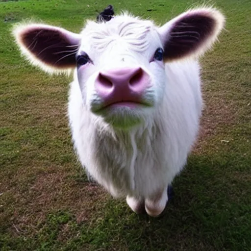 Prompt: cute cow - cat hybrid