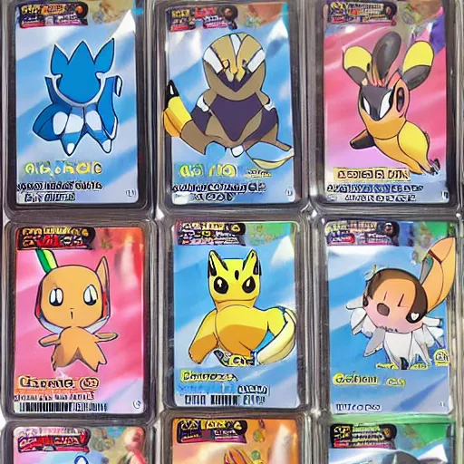 Image similar to pokemon cards with snooki, joe biden, nicki minaj, kim kardashian, osama bin laden, pokemon anime style, hd 8k image high detail, at target