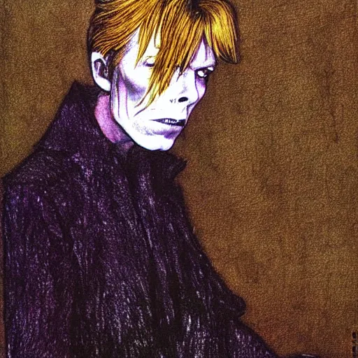 Prompt: david bowie by art by arthur rackham