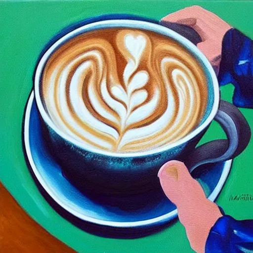 Image similar to A painting. A rip in spacetime. Did this device in his hand open a portal to another dimension or reality?! latte art, pewter by Marianne von Werefkin soft