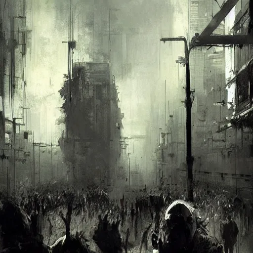 Image similar to the walking dead poster drawn by jeremy mann