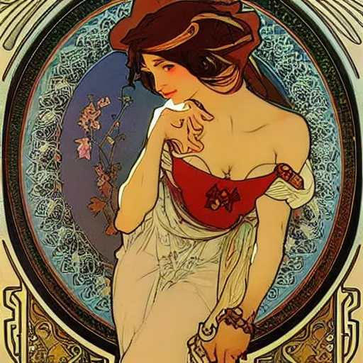 Image similar to tifa lockheart by alphonz mucha